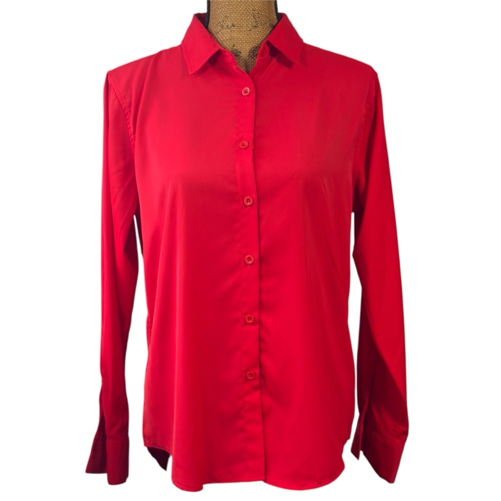 J.VER red long-sleeve classic button-down shirt Women’s size medium | dd